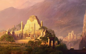 Фантастический пейзаж с храмами