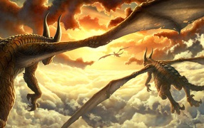 Flight of dragons on the South