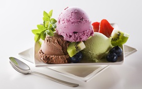 Ice cream and berries