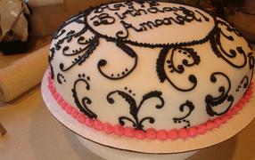 Beautiful cake with chocolate pattern on birthday