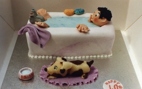 Cake shaped like bathtub