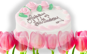 Cake with tulips on birthday