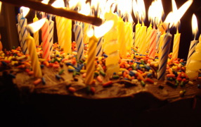 Candles and birthday cake
