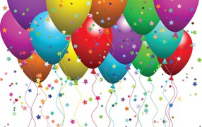 Colorful balloons and stars on birthday