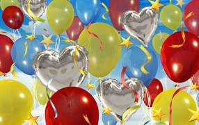 Different beautiful balloons for birthday