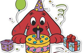 Dog with cake on birthday