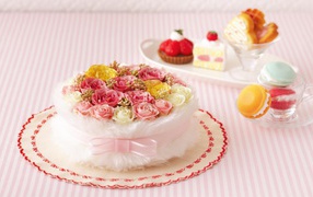 Flowers in the form of on birthday cake