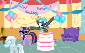 Счастливая пони на день рождения