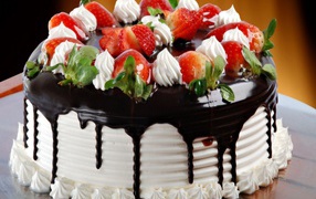 Tasty birthday cake with chocolate