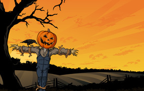 Scarecrow head of the pumpkin