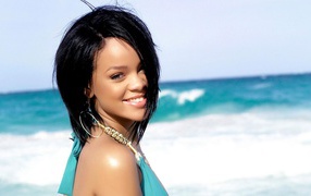 Rihanna near the ocean