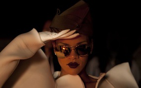 Rihanna posing like soldier