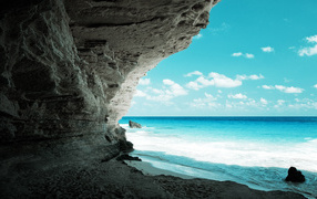 Stone breakaway on a beach