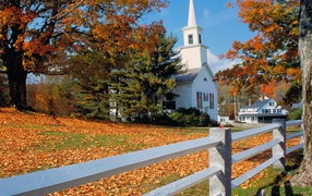 White church autumn