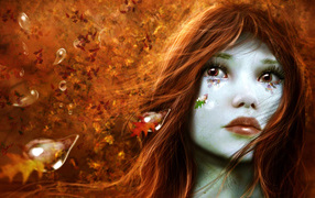 the girl in autumn picture
