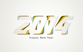 Happy New Year 2014, white background