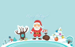 Happy holidays wishes Santa Claus