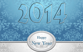 Happy new year 2014, blue and white color