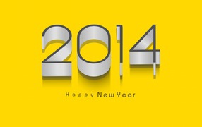 Happy new year 2014 yellow background