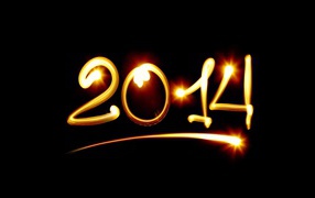 Новый Год 2014 цифры на черном фоне