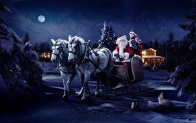 Santa Claus on a horse in forrest
