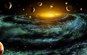 Планеты и звездная спираль