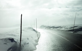 Hazy winter road