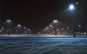 Parking winter night