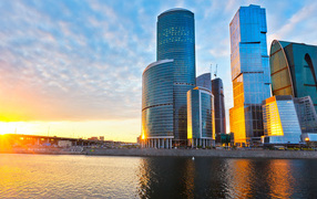 Moscow city at sunset