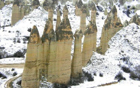 Fairy chimneys Turkey in the winter