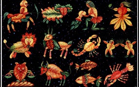 Zodiac signs from leaves