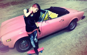 A girl and a pink car, swag