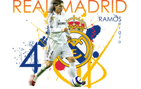 Real Madrid Sergio Ramos on white background