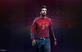 The football player of Barcelona Gerard Pique on black background