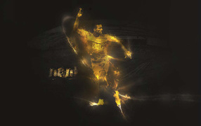 The football player of Manchester United Luis Nani in gold colors