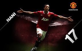 The halfback of Manchester United Luis Nani after goal