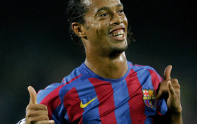 The player of Atletico Mineiro Ronaldinho scored a goal