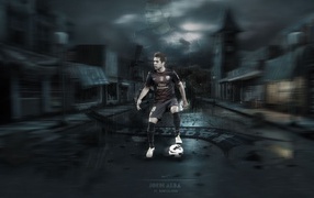 The player of Barcelona Jordi Alba in the dark streets