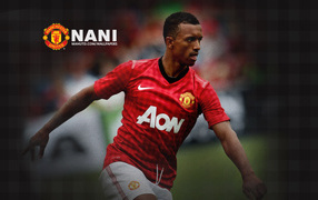 The player of Manchester United Luis Nani in dark colors