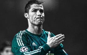 The player of Real Madrid Cristiano Ronaldo in dark background