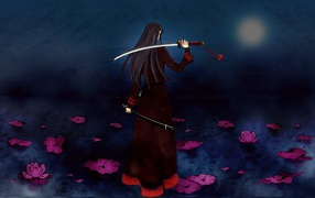 Девушка на воде с мечом