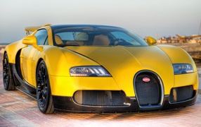 	   Yellow Bugatti sports