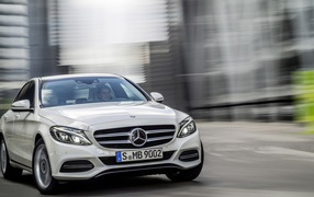Car Mercedes C-Class in 2014 on the road 