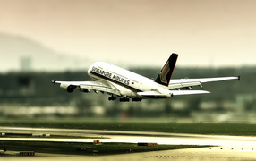 The plane take off from Singapore