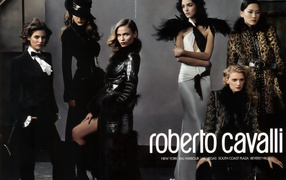 Model in dress Roberto Cavalli
