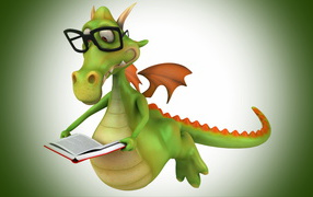 Dragon reading a book