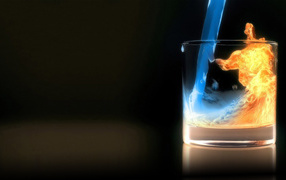 Fire and water in the glass