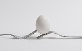 The egg on the two forks