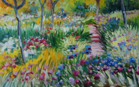 Картина Клода Моне - поле цветов