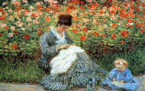 Painting Claude Monet - Woman with a child